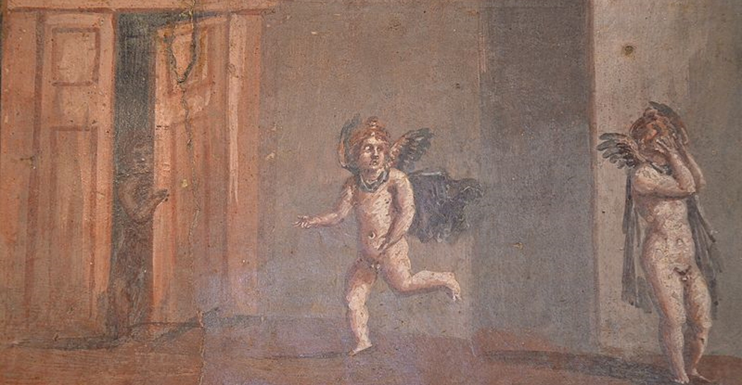 un gioco ancora: nascondino (affresco da Ercolano, conservato nel Museo Archeologico Nazionale di Napoli)