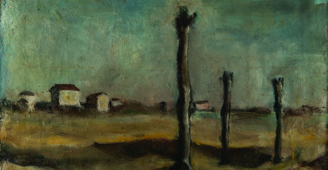Pier Paolo Pasolini, Paesaggio di Casarsa, 1944, olio su tela, Archivio Giuseppe Zigaina ©