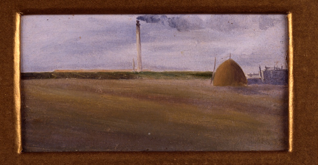 Diego Angeli, Prati della Rondinella, ultimo quindicennio del XIX secolo - olio su carta, mm 69 x 115