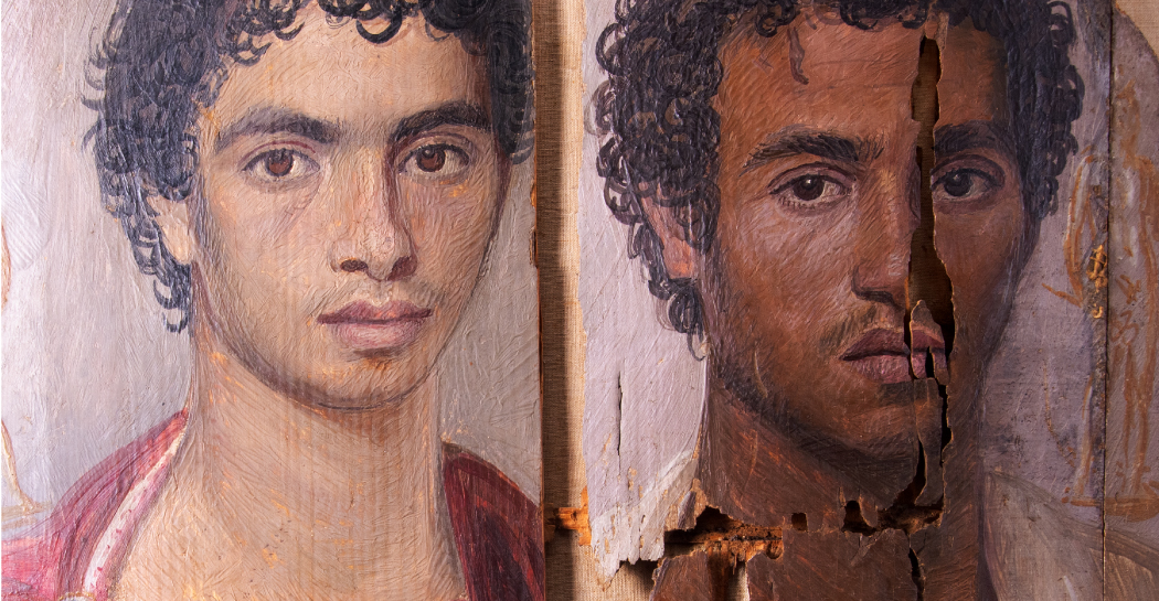 particolare del Tondo ligneo dei Due Fratelli (“Tondo di Antinoopolis”) Legno, pittura a encausto Egyptian Museum in Cairo particolare del Tondo ligneo dei Due Fratelli (“Tondo di Antinoopolis”) Legno, pittura a encausto Egyptian Museum in Cairo