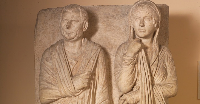 Rilievo funerario con le figure di due coniugi, inv. MC 2142 - Metà del I secolo a. C. circa, da  Roma, Via Statilia