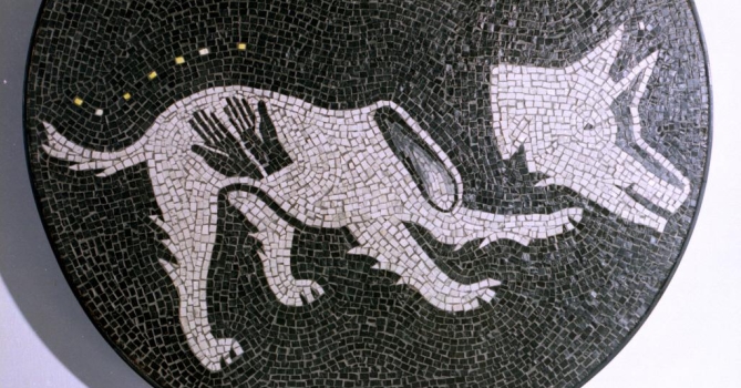Enzo Cucchi, Sette colli d’oro, 1999, mosaico