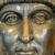 Testa del colosso bronzeo di Costantino, particolare
