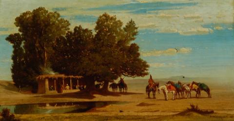 Dipinto del 1857 di Alberto Pasini che raffigura un paesaggio del sud della Persia, esposto al Museo Pietro Canonica